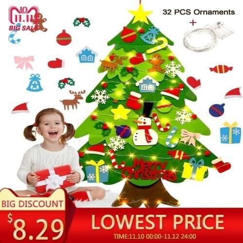 DIY Felt Christmas Tree New YearS Door Wall Hanging Ornaments Artificial Tree Kids Toys Christmas Decoration For Home Party