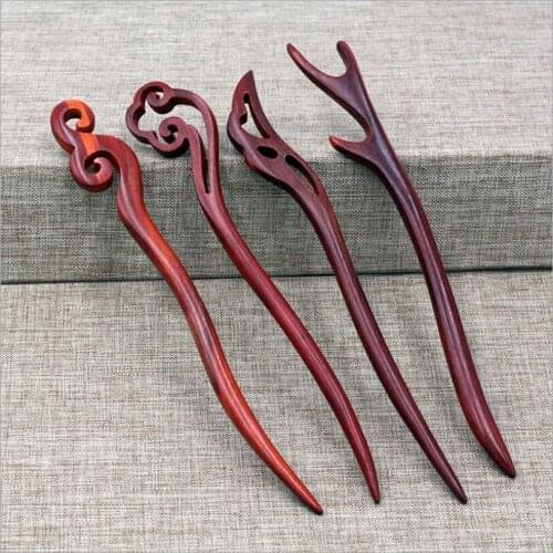 New Style Handmade Classical Mahogany Hairpin, Ladies Red Rosewood Hairpin, Girls Hairpin, Red Sandalwood Hairpin
