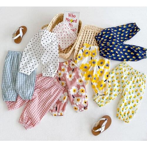 Autumn Infant Baby Girls Flowers Pants Toddler Newborn Girls Cotton Cute Printing Leggings Kids Casual Solid Trousers