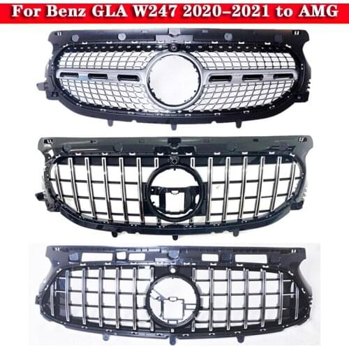 For Mercedes-Benz GLA W247 GLA220 GLA250 2020-2021 Car front bumpe Middle grille GLA35 Diamond GT Center grill to AMG GLA45