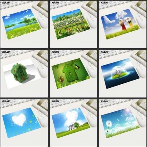 KULIAI Fresh Green Field Wallpaper Mouse Pad 22X18 Cm Rectangular Non-slip Laptop Mouse Pad Suitable for Company Wholesale Order