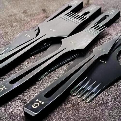 Hollow Black stainless steel Hand polished French Style Leather Stitching Chisel 2.7/3.0/3.38/3.85mm Prong