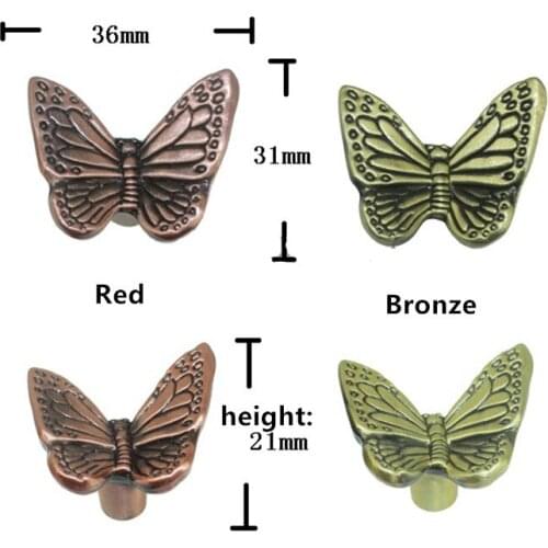 Vintage Furniture Handle Butterfly Knobs and Handles Door Zinc Alloy Handle Cupboard Drawer Kitchen Pull Knob Hardware,1PC