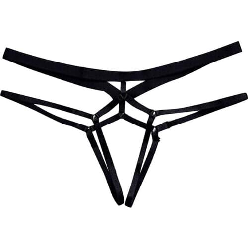 Sexy Erotic Cross Bandage Underwear Briefs Ladies Panties Transparent Lace-up Thong T-string Pants Large Size S-3XL Polyeste