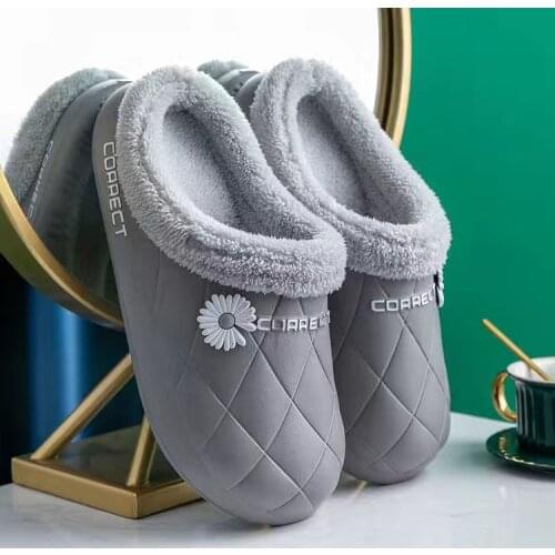 Topvivi men House Slippers Waterproof slippers Winter EVA Warm Fur Slippers couple Home clogs shoes Indoor Slippers house man