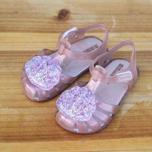 Girls Shoes Shell Glitter Jelly Shoes Cute Baby Childrens Sandals and Slippers Beach Shoes Kids Crystal Princess PVC Flowers 19