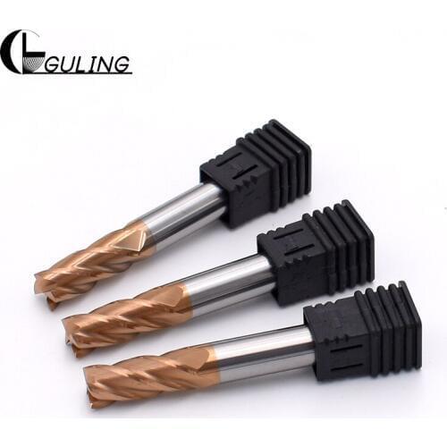 GULING 58° solid tungsten carbide end mill 4 flutes square end mills HRC58 1MM 1.5MM 2MM 2.5MM 3MM 4MM 5MM 6MM 8MM 10MM 12MM