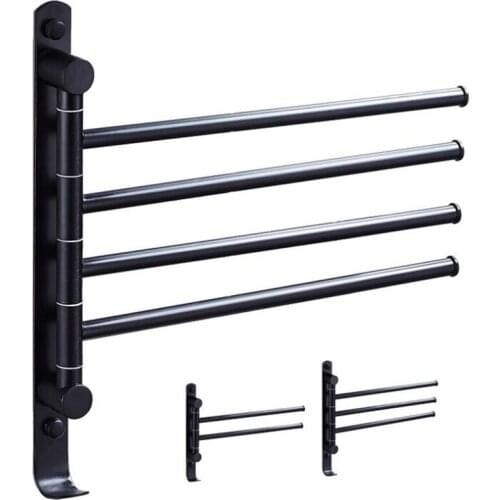 Vidric Towel Bar Rotating Towel Rack Bathroom Wall Mount Swivel Towel Holder Rail with Hook Chrome Black Towel Bars ELKH1001
