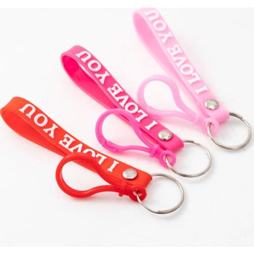5pcs/bag "I LOVE YOU" Creative Colorful PVC Soft Rubber Keychain Car Key Bag Pendant Jewelry for Women Girl Phone Keyring Lovers