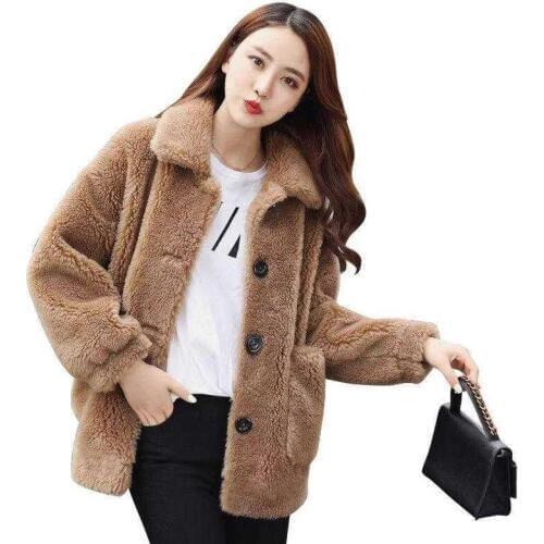 2019 New Winter Lamb Fur Women Coats Casual Ladies Loose Coats Short Paragraph Was Thin Women Winter Coats