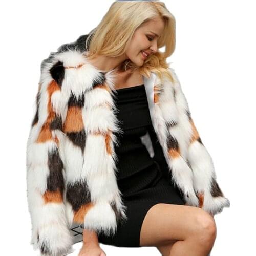 S-6XL New Fashion Imitation fur coat womens clothing Winter Coats Imitation fox Fur Overcoat Ladies Faux Fur Coat