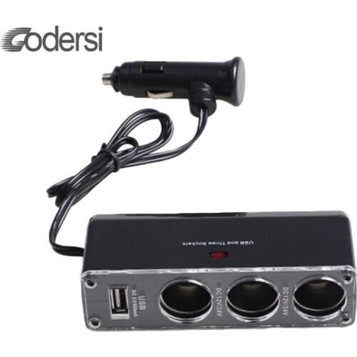 12V-24V Car Cigarette Lighter Socket Splitter Plug USB Charger Adapter USB Car Charger For Mobile Phone MP3 DVR Accessories