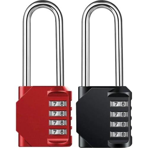 2 Pack Code Padlocks, 4 Digit Long Shackle Resettable Pad Lock for Outdoor Gate, Shed, Fence, Hasp Storage, Gym Locker