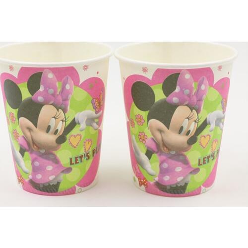 20pcs Minnie Mouse Theme Cups Glasses Kids Birthday Party Decoration Disposable Paper Cup Girls Event Party Supplies