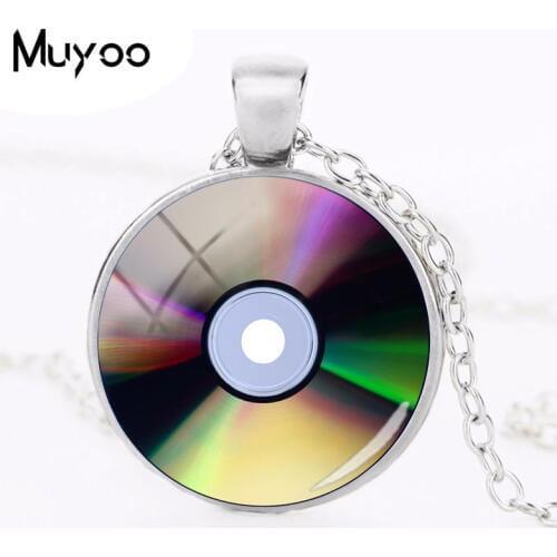 2018 New CD Photo Necklace Light Disk Pendant Round Handmade Jewelry Bronze Art Glass Dome Cabochon Necklaces HZ1