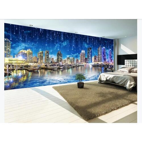 HD Picture Custom 3D Mural Wallpaper City Nights Star Sky Living Room Bedroom TV Background Wall Painting Decor