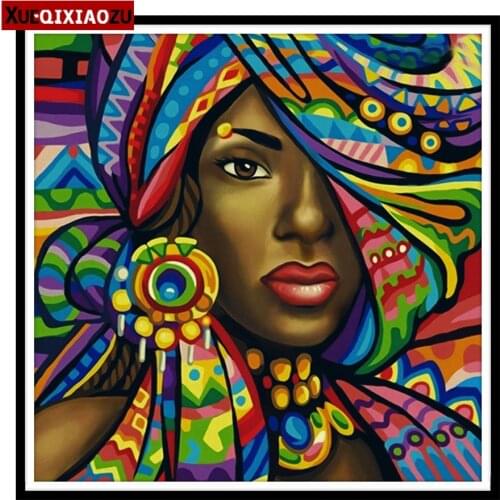 Full Round diamond 5D DIY diamond painting "African woman" art portrait diamond embroidery mosaic painting home decoration YS384