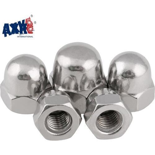 AXK 50Pcs 20pcs DIN1587 M3 M4 M5 M6 M8 M10 Stainless Steel Cap Nuts Decorative Cover Semicircle Acorn Nut