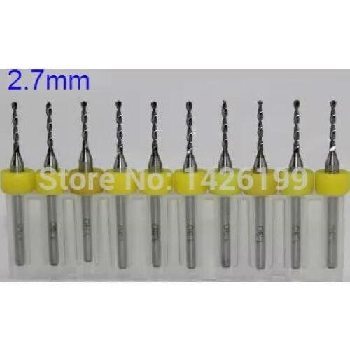 Free shipping 10pcs 2.7mm PCB mini drill Bit tungsten steel carbide for print circuit board cnc drill Bits Machine