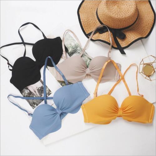 Seamless Sexy Bras For Women Fashion Bow Push Up Lingerie Wireless Brassiere Cotton Strapless Bra Female Underwear Intimates