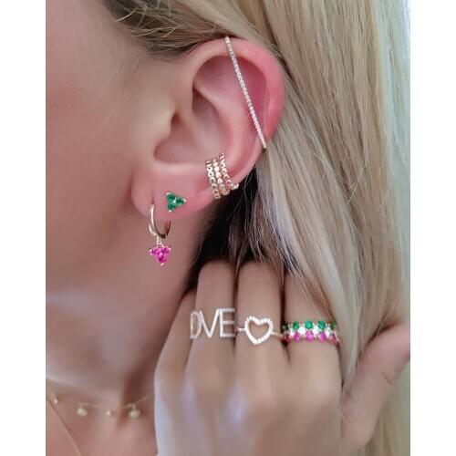 Sparking AAA three stone cz bling simple girl studs 925 sterling silver geometric triangle 3 cz mini stud earring