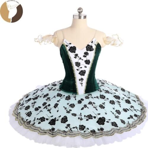FLTOTURE Professional Ballet Nutcracker Tutus Blackgreen Velvet Fabric CT9183 Ballerina Dance Costumes Custom Made Tutu Skirt