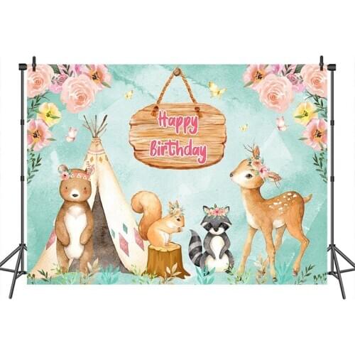 Birthday Backdrop for Photography Jungle Safari Animal Background Birthday Party Cake table Photo Booth Banner Decorations
