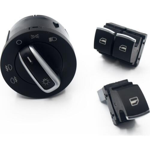 Chrome Window Headlight Switch For VW TIGUAN PASSAT B6 CC GOLF 5 6 JETTA MK5 MK6 Eos GTI 5K3959857 5ND941431A 5ND959855 3Pcs SET