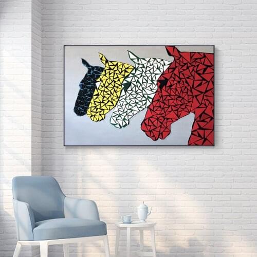 Modern Creative colorful Horses head Canvas Painting posters and print abstract Art Wall Pictures for Living Room Bedroom Lobby