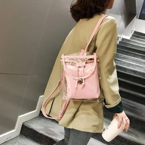 Women Cute Backpacks Clear Transparent Student Schoolbags Fashion Teenage Girls Bags For School Backpack