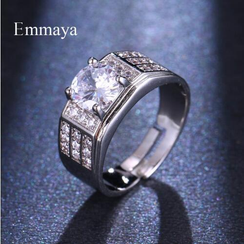 Emmaya Fashion Model Round With Attractive Zircon Stone Silver Plated Fascinating Opening Ring Suitable For Women And Lady Gift