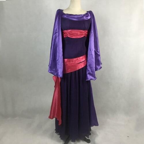 Cartoon Movie Cosplay Beauty Meg Costume Adult Women Purple Princess Dress With Cape Fancy Halloween Party Gown
