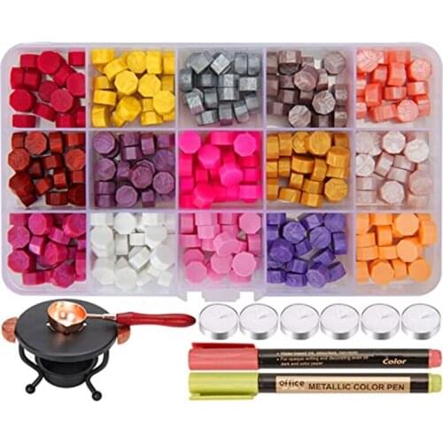 310 Pieces Of Wax Bead Set,With Sealing Wax Heater,Wax Melting Spoon, 6 Pieces Of Tea Candles,Wax Sealing Set For Gifts