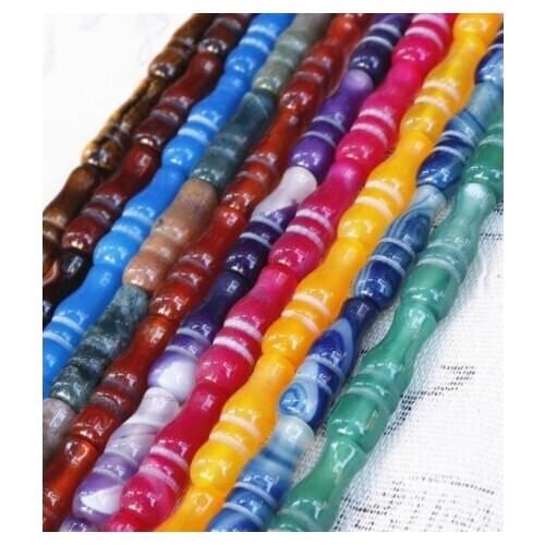 Natural Stone 8mm*26mm tee buddha head vase bamboo agate Beads Strand For Jewelry Making bracelet ggh5d