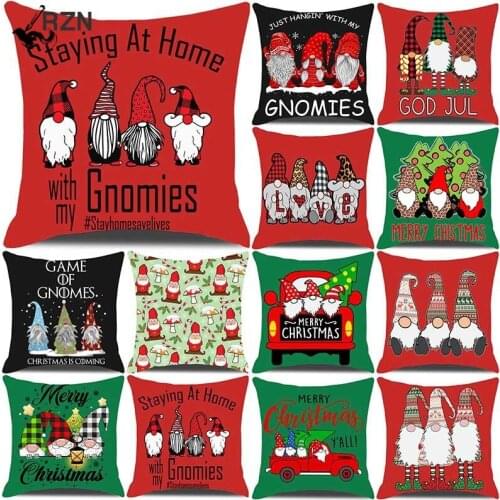 12 Styles New Christmas Gnomes Printed Pillowcase Throw Cushion Cover Sofa Car Pillow Cover Xmas Gifts Home Decor