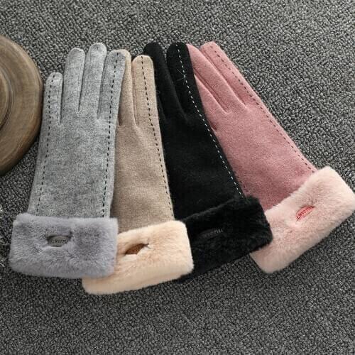 2020 New Wool Gloves Women Winter Warm Soft Full Finger Mitten Top Quality Female Outdoor Touch Screen Driving Glove
