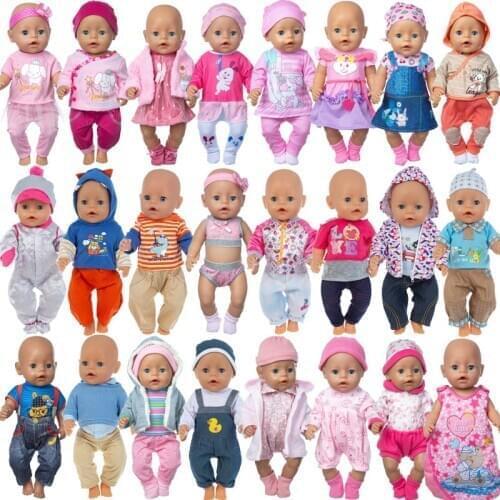 2021 New Fit 17 inch Baby New Born 43cm zapf Doll Clothes Accessories White Bunny 3-piece Suit For Baby birthday Gift