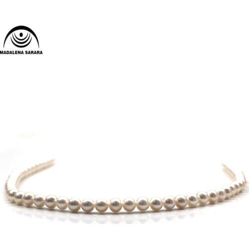 MADALENA SARARA 7-8mm AAA' Freshwater Pearl Natural White Necklace Fine Luster Near Round Shape for DIY Jewelry 18"Perfect Round