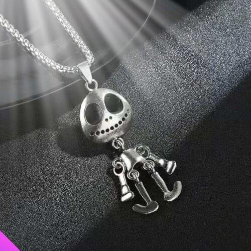 Cute Skull Pendant Necklace Titanium Steel Hip Hop Retro European and American Fashion Jewelry
