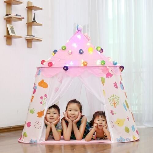 1.35M Portable Childrens Tent Kids Tipi Indoor Play House Wigwam Baby Girls Princess Castle Infant Little House Birthday Gift