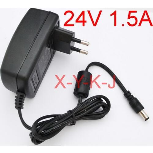 1PCS High quality DC 24V 1.5A AC 100V-240VConverter Switching power adapter 1500mA Supply EU or US plug DC 5.5mm x 2.1-2.5mm