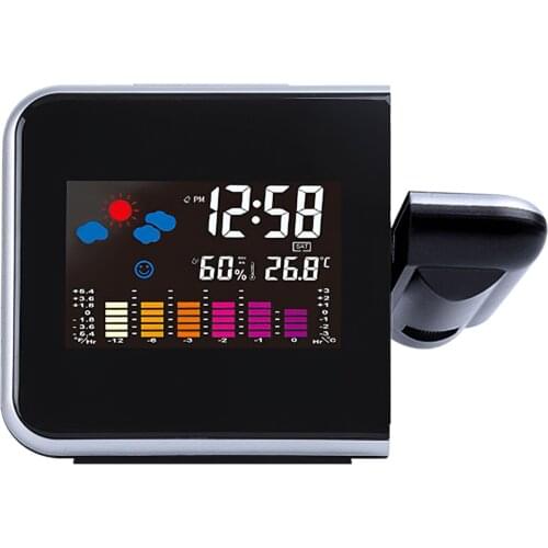 USB Rechargeable Adjustable Projection Alarm Clock 180 Degrees Date Display Projection Weather Station Dimmable For Home Office