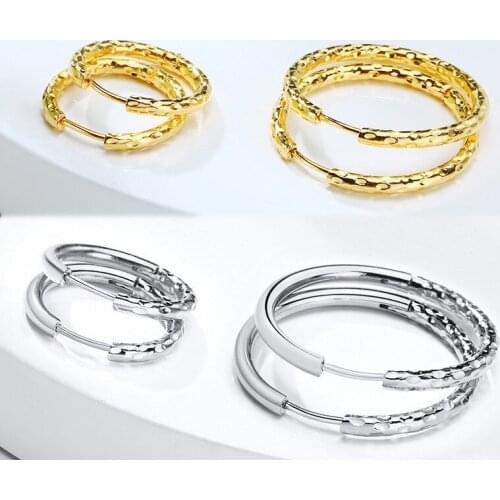 Luxury Hoop Earrings For Women Gold Color Jewelry Fashion Silver Color Earrings For Ladies Wholesale Cute Earrings