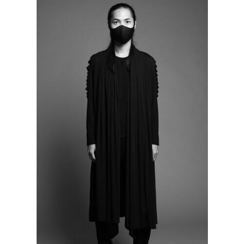 Dark over-the-knee robe personality trendy male Hong Kong style cardigan hairdresser coat gothic cloak cloak