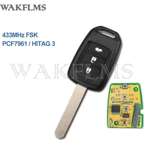 3 Buttons Remote Car Key Fob 433MHz PCF7961X ID47 G Chip For Honda G Marked On The Key Blade