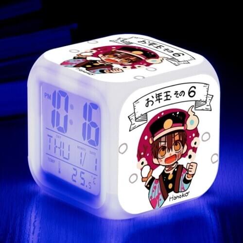 Japanese Animation Youth Flower Zijun Alarm Clock LED Creative Surrounding Colorful Clock Ground Bound Small Alarm Clock