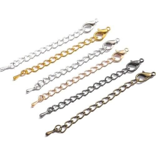 10Pcs/Lot 55mm Tone Extended Extension Tail Chain Lobster Clasps Connector For DIY Jewelry Making Bracelet Necklace Accessories