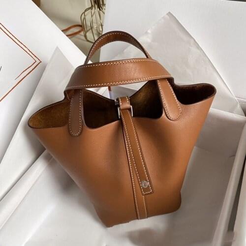 Womens Luxury Handsbag Fashion Brand Design Leather Bucket Bag Large Capacity Tote Bag Females Casual Lychee Shoulder Bag 2021
