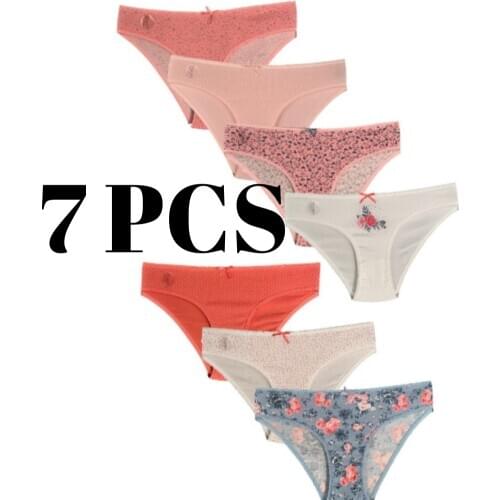 Cotton Panties Women 100% coton organic 7 piece colorful sexy slimming underwear Brief English Made Comfort Underpant