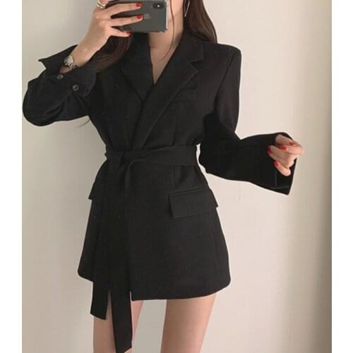 Small Blazer 2021 Spring Female Suit Women Coat Blazer Long Sleeve Clothes Black Notched Neck Women Blazer 500F